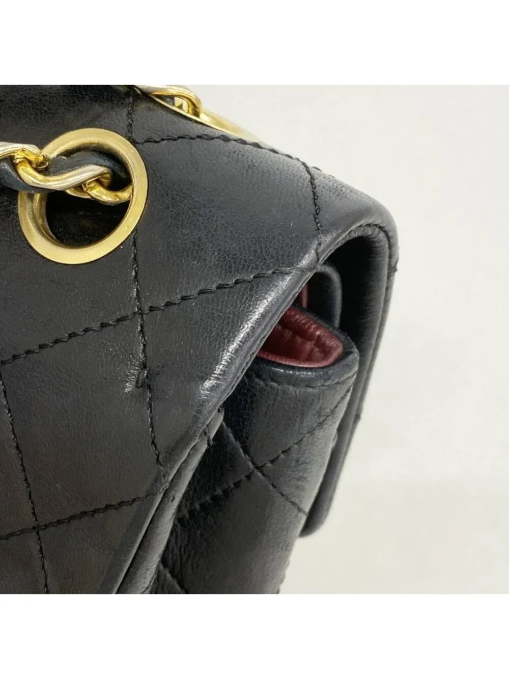Chanel Shoulder Bag Quilted Lambskin Black Gold